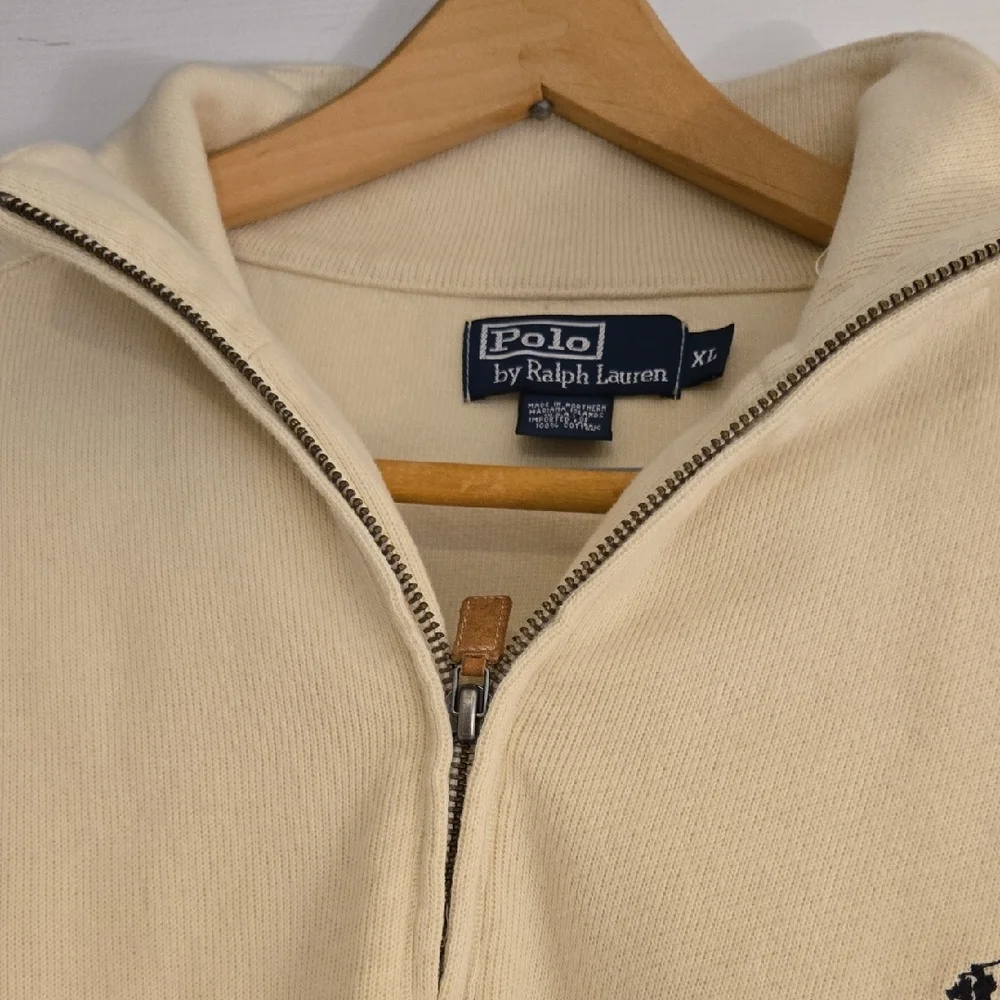 Polo by Ralph Cream Zip-Up Sweater for Men